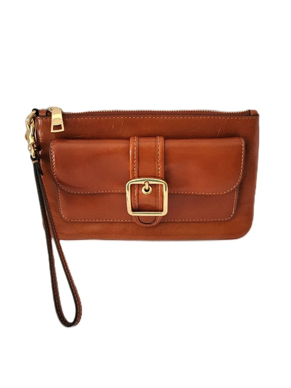 Coach CDY04 Ashton Wristlet Shiny Glazed Patent Leather Clutch Wallet Cinnamon